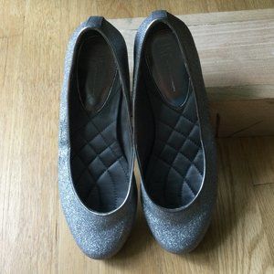 INC Metallic Silver Upper Wedge Shoe